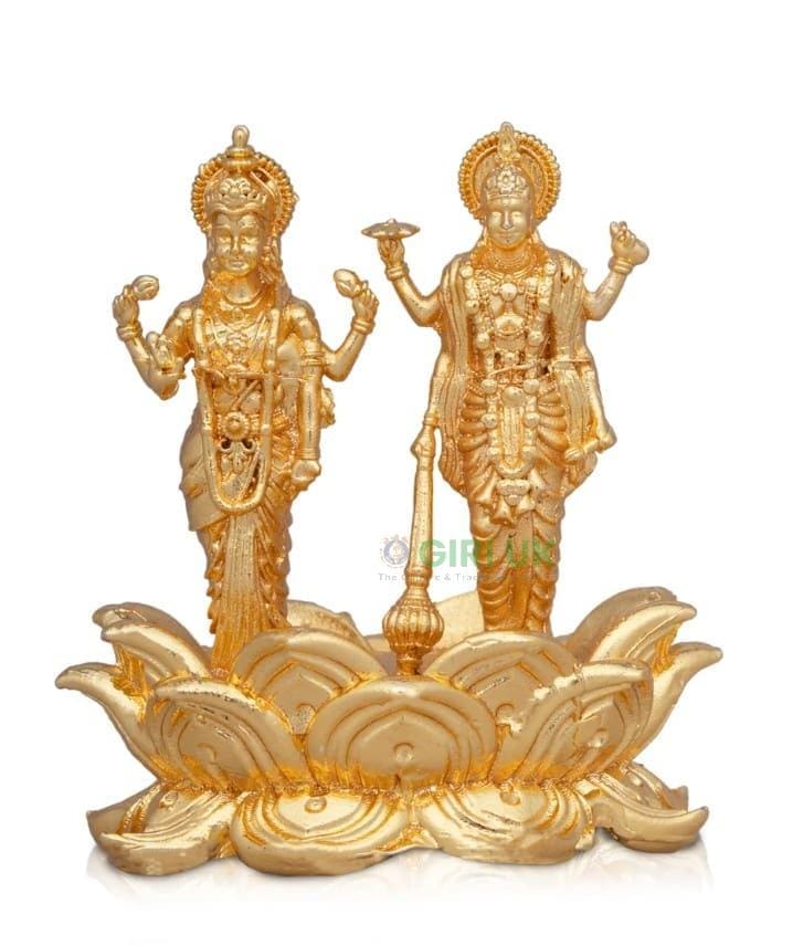 Vishnu Lakshmi Standing Kamal Base - Copper GP - 1.75 Inch - 45 Gms