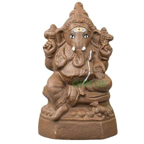 Ganapati Maha - Clay -  8 Inch Right Trunk