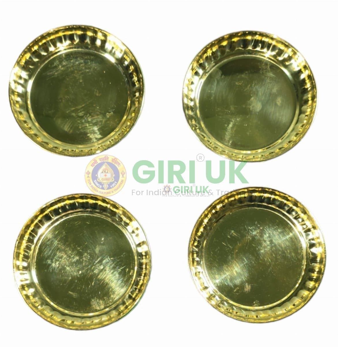 Brass Pooja Plate - 3.5 inch-(Pack of 4)