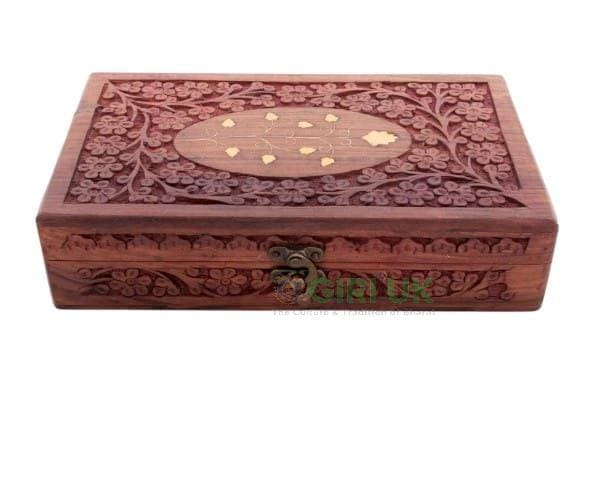 Box Carved Centre Brass Work 10*6 Inch