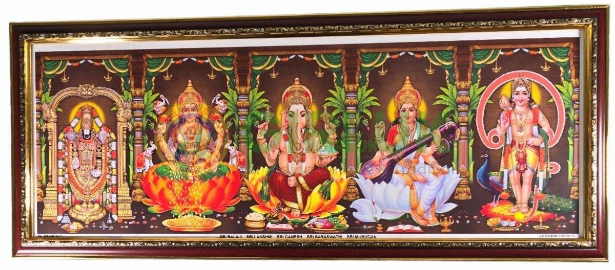 Venkata Ramana- Lakshmi - Ganesha - Saraswati - Om Murugan Photo - 31 x 12 inches