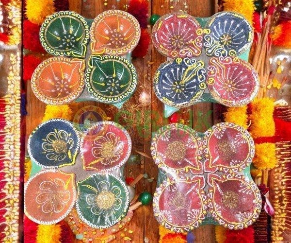 Clay Agal Deepams (Lamp) - set of 4-(Pack of 4)