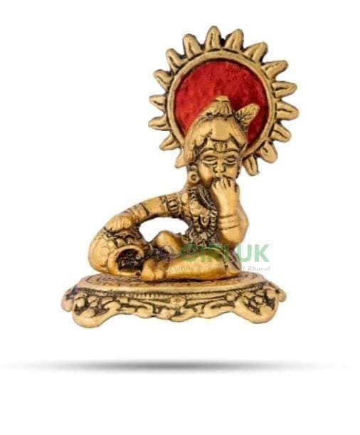 Golden Small Butter Krishna - Aluminium - 3.5 Inch - 75 Gms
