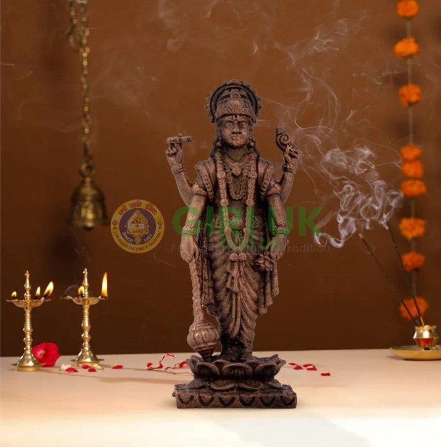 Vishnu Standing On Lotus - Copper - 2.75 Inch - 65 Gms