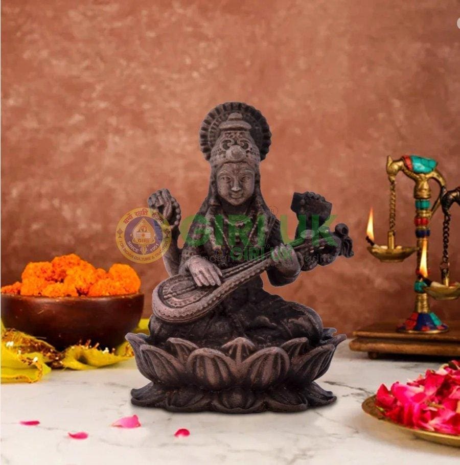 Saraswati Sitting On Lotus - Copper - 2 Inch - 70 Gms