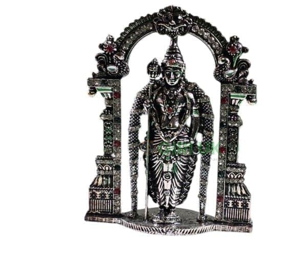 Murugan with Arch - Silver Antique - Stone - 4.5 Inch