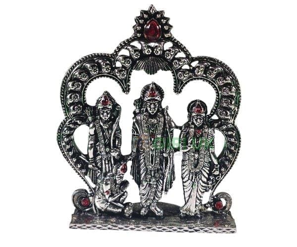 Ram Darbar with Arch - Silver Antique - Stone - 4.5 Inch