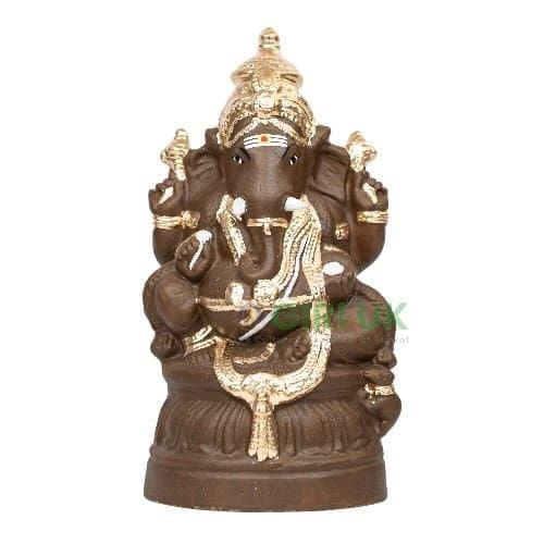 Ganapati Big -Clay-Gold - 15 Inch Right Trunk