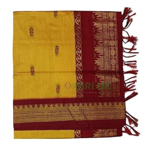 6 Yards Kalyani Cotton Butta Saree-Yellow