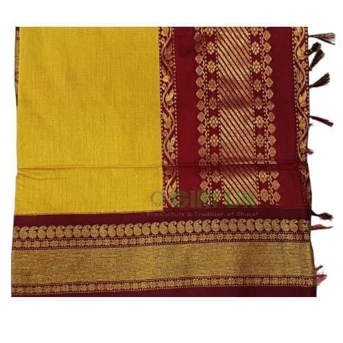 6 Yards Kalyani Cotton Vairaoosi Saree-Yellow