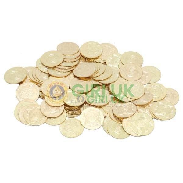 Gold Plated Kubera Lakshmi Coins in Box (108 Pcs) for Archana