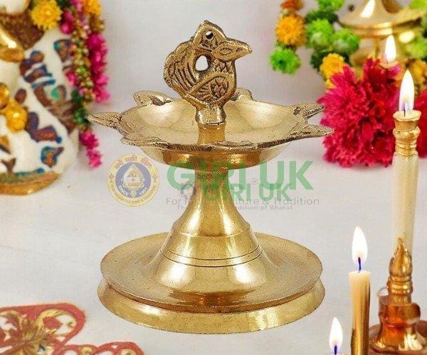 Seven-faced Deepam with Annapakshi - Brass
