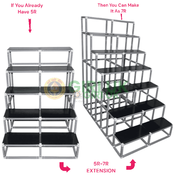 5 Steps 2-Width Regular Frame Golu Padi to 7 Steps 2-Width Regular Frame Golu Padi Extension (5R-7R)