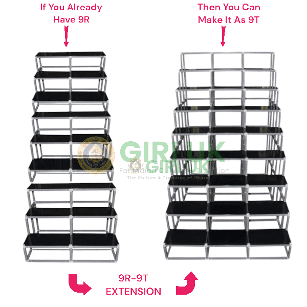 9 Steps 2-Width Regular Frame Golu Padi to 9 Steps 3-Width Triple Frame Golu Padi Extension (9R-9T)