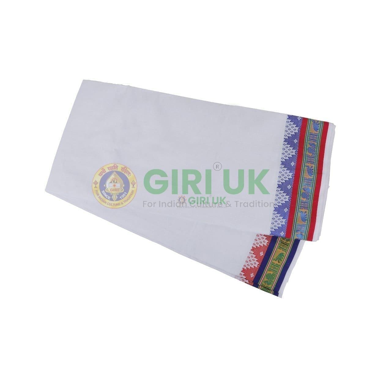 Cotton Jacquard dhoti (veshti) - white, 9x5 yards