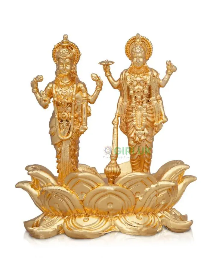 Vishnu Lakshmi Standing Kamal Base - Copper GP - 1.75 Inch - 45 Gms