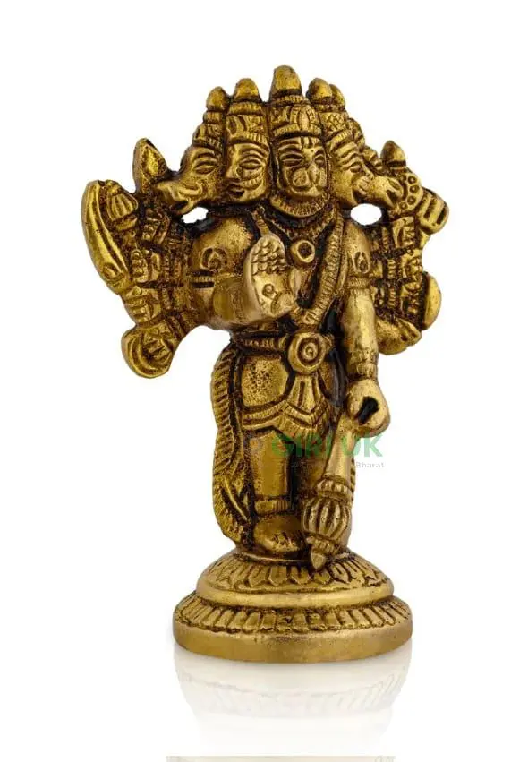 Panchamuga Hanuman Standing - Brass AF - 4 Inch - 335 Gms