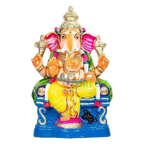 Ganapathi Simhasanam - 18 Inch - Colour Left Trunk