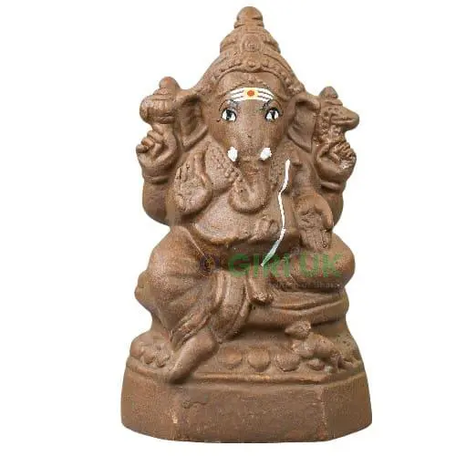 Ganapati Maha - Clay -  8 Inch Right Trunk