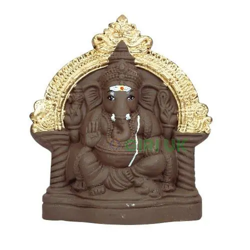 Ganesha With Arch - Clay - 10 Inch Right Trunk