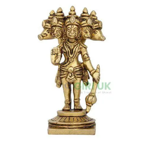 Panchamuga Hanuman Standing - Brass AF - 4.5 Inch - 385 Gms