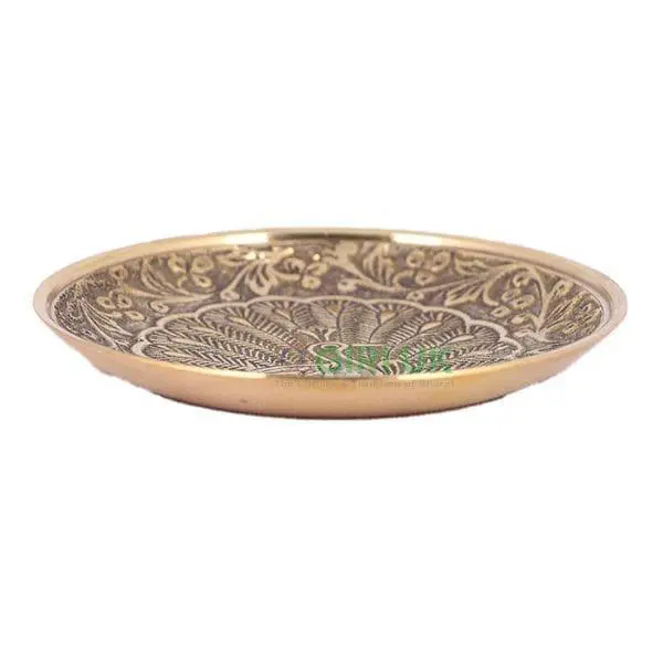 Brass Pooja Plate - 3 inch