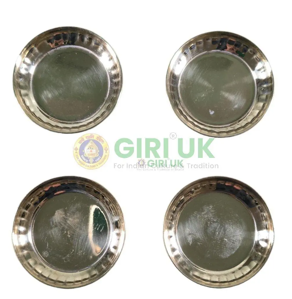 Brass Pooja Plate - 3 inches-(Pack of 4)