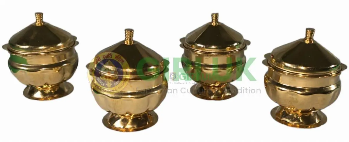 Brass kumkum pot-(Pack of 4)