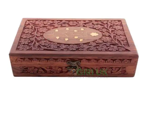 Box Carved Centre Brass Work 10*6 Inch