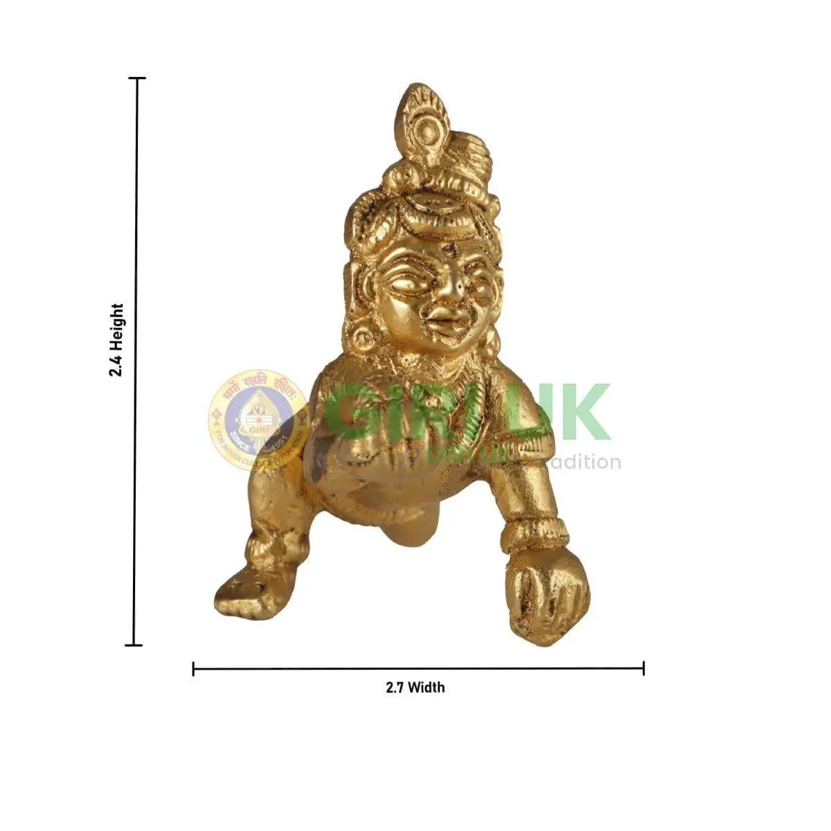 Bala Krishna idol - Brass - 2.7 x 2.4 inches
