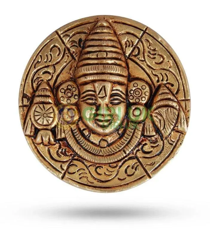 Balaji Face Wall Hanging - Brass- AF - 2.75 Inch