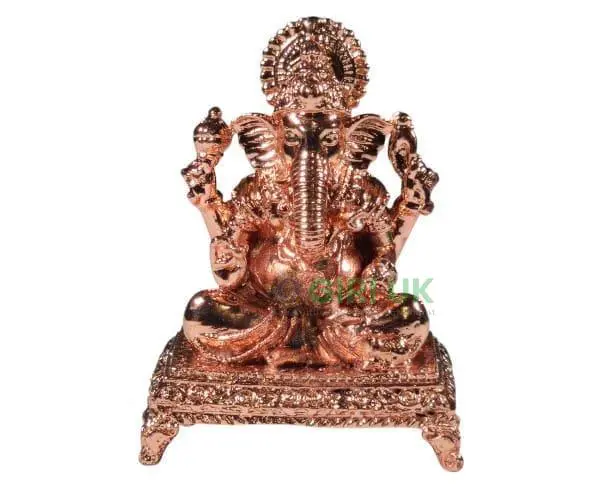 Ganesha With Chowki Base - Copper - 2 Inch - 65 Gms