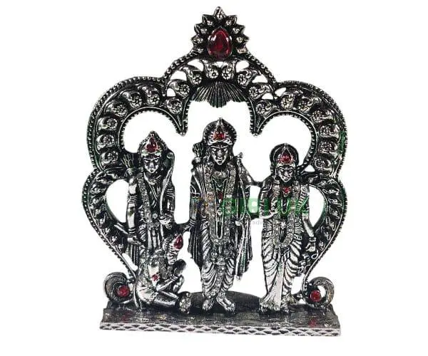 Ram Darbar with Arch - Silver Antique - Stone - 4.5 Inch