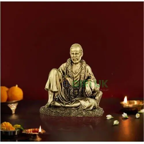 Saibaba Sitting - Brass Idol - 2 x 1.75 Inches - 45 Gms