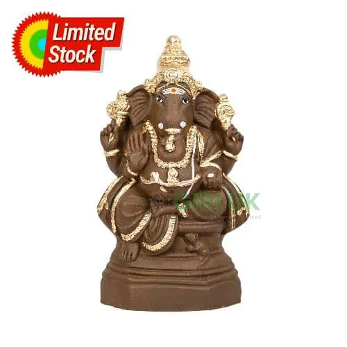 Ganapati New Clay -Gold - 10.5 Inch Right Trunk