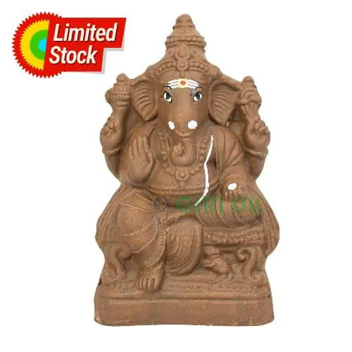 Ganapati Simhasanam - Clay - 9 Inch Right Trunk