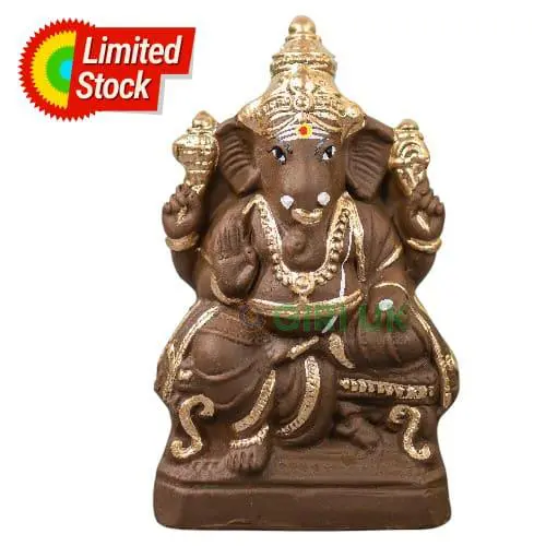 Ganapati Simhasanam - 9 Inch Gold Right Trunk
