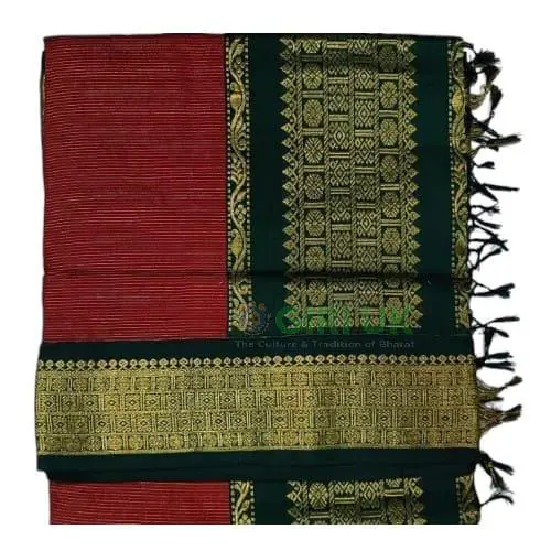 6 Yards Kalyani Cotton Vairaoosi Saree-Maroon