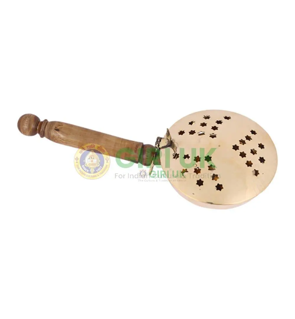 Dhoopkal With Wooden Handle - Brass - 390 Gm